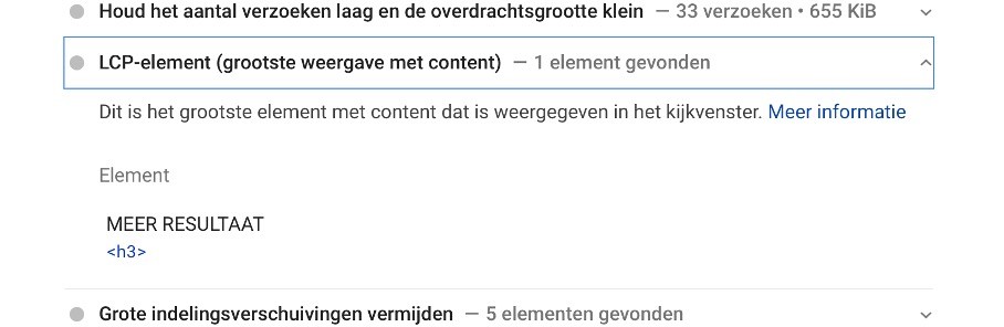 hoe vind ik het lcp element?