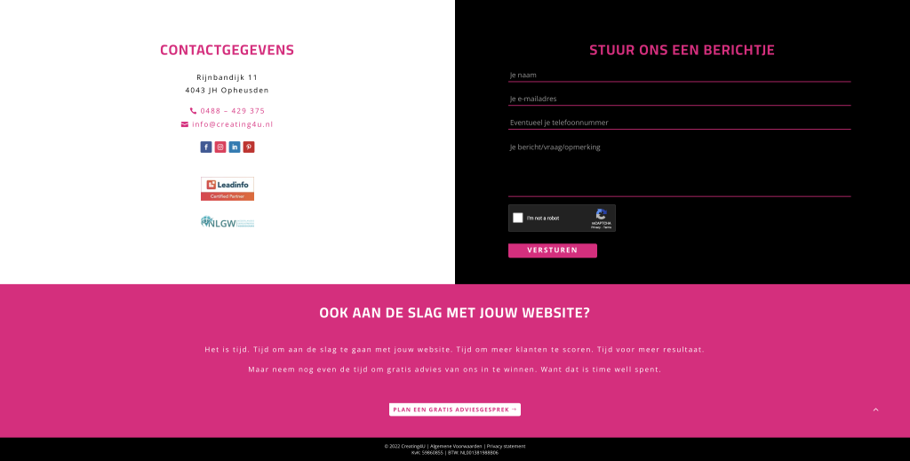 Website element contactformulier